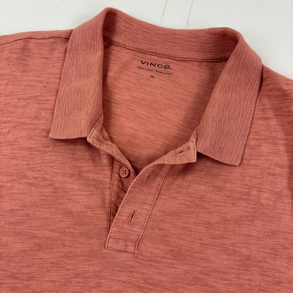 Vince Polo Shirt Mens XL Red Cotton Jersey Knit Lightweight Casual Short Sleeve